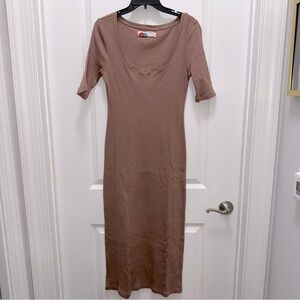 NWOT Free People Beach Taupe Ribbed Midi Dress